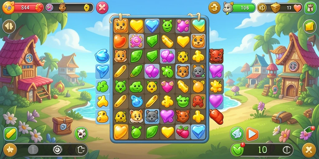 Tampilan gameplay yang menyenangkan dalam game Match-3.
