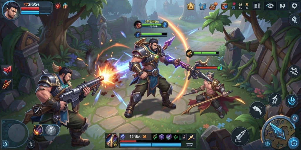 Tampilan gameplay seru dalam pertempuran 77SINGA.