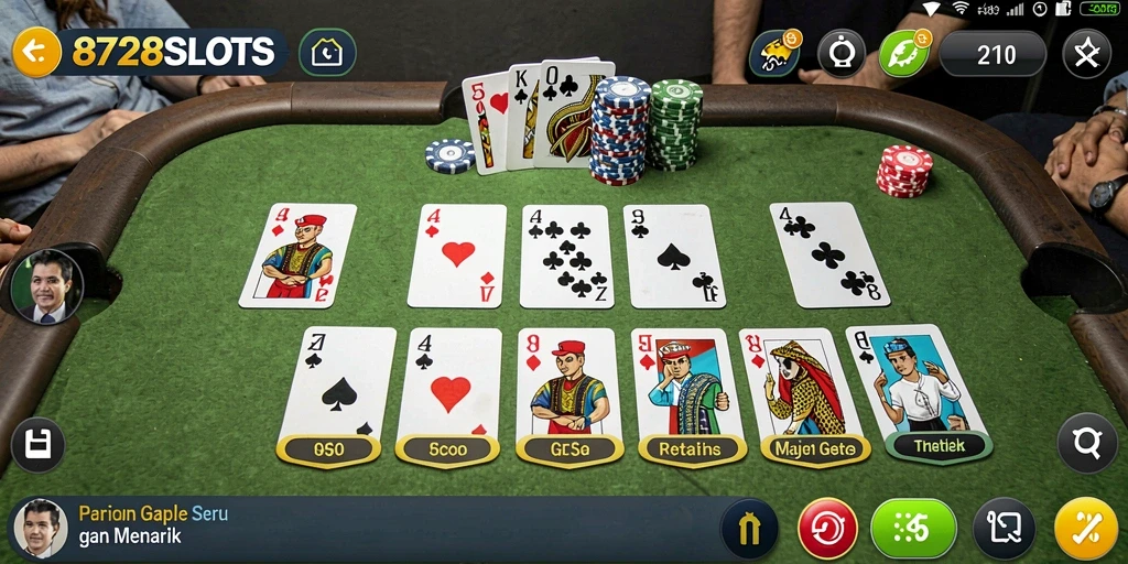 Tampilan menarik dari gameplay Gaple di 8728SLOTS.
