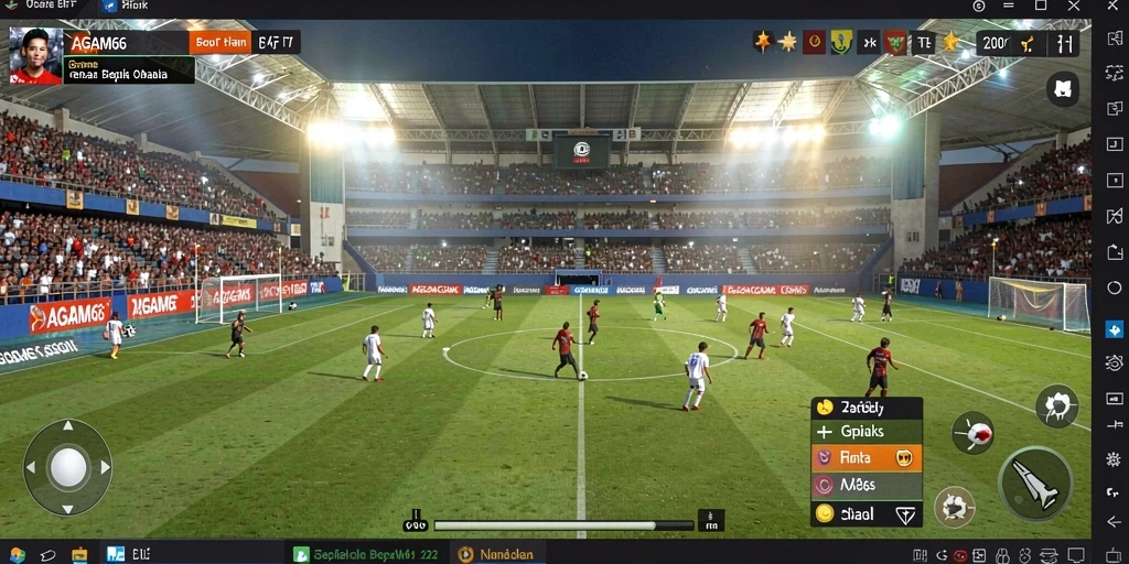 Tampilan gameplay AGAM66 dengan aksi sepak bola yang mendebarkan.