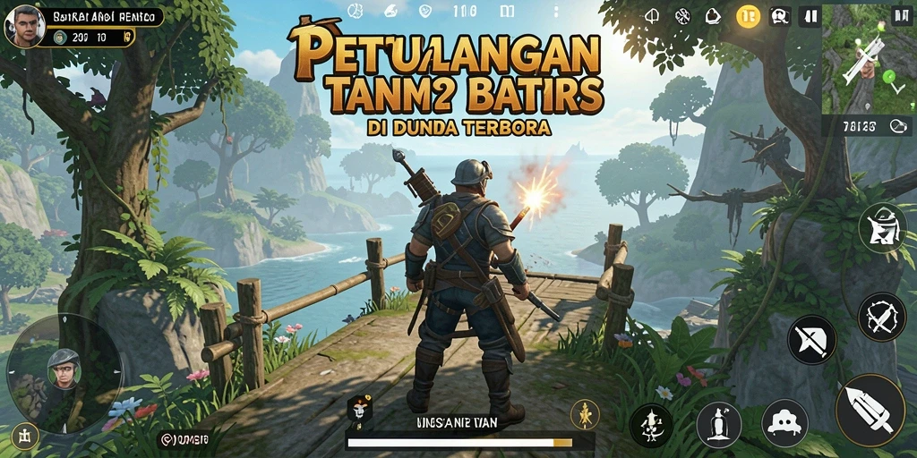 Tangkapan layar utama API77 menampilkan eksplorasi dunia terbuka yang memukau.