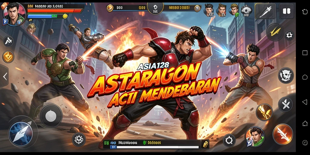 Screenshot ASIA128 menampilkan aksi bertarung yang intens dan seru.