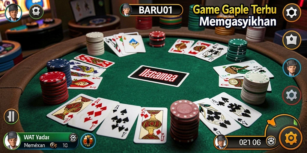 Tampilan utama gameplay Gaple yang seru dan menarik.