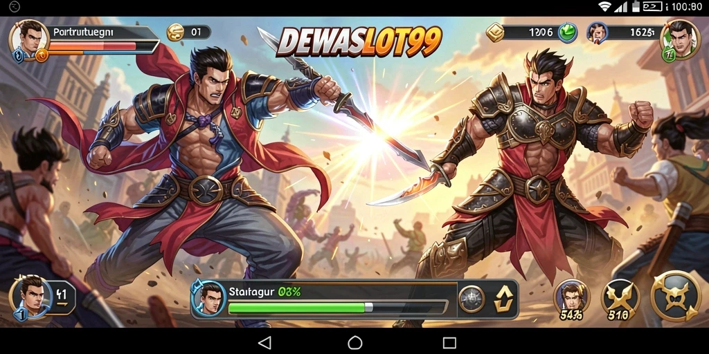 Screenshot menampilkan aksi pertarungan seru dalam DEWASLOT99.