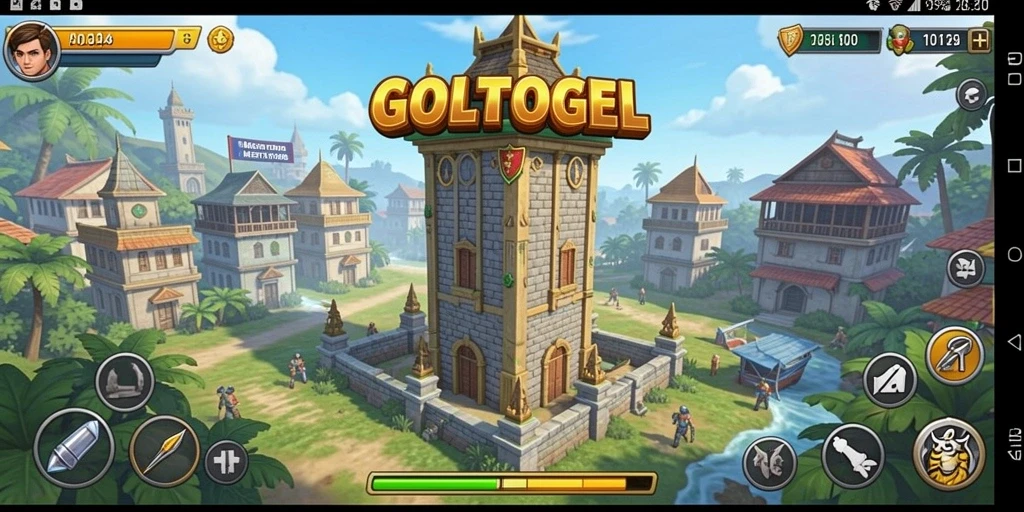 Tampilan gameplay penuh aksi dalam GOLTOGEL Tower Defense.