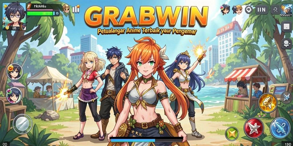 Tampilan gameplay menarik dari <strong>GRABWIN</strong> yang penuh dengan aksi Anime.