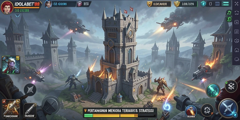 Screenshot dari gameplay Tower Defense yang mendebarkan di IDOLABET88.