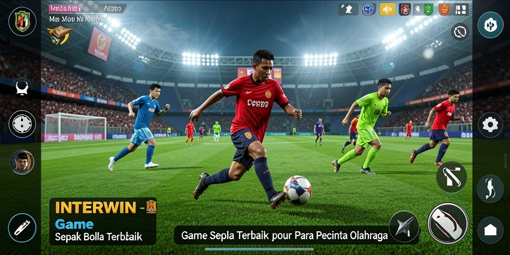 Tampilan gameplay INTERWIN yang menampilkan aksi sepak bola yang seru.