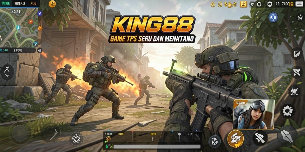 Screenshot KING88 menampilkan aksi gameplay TPS yang intens dan mendebarkan.
