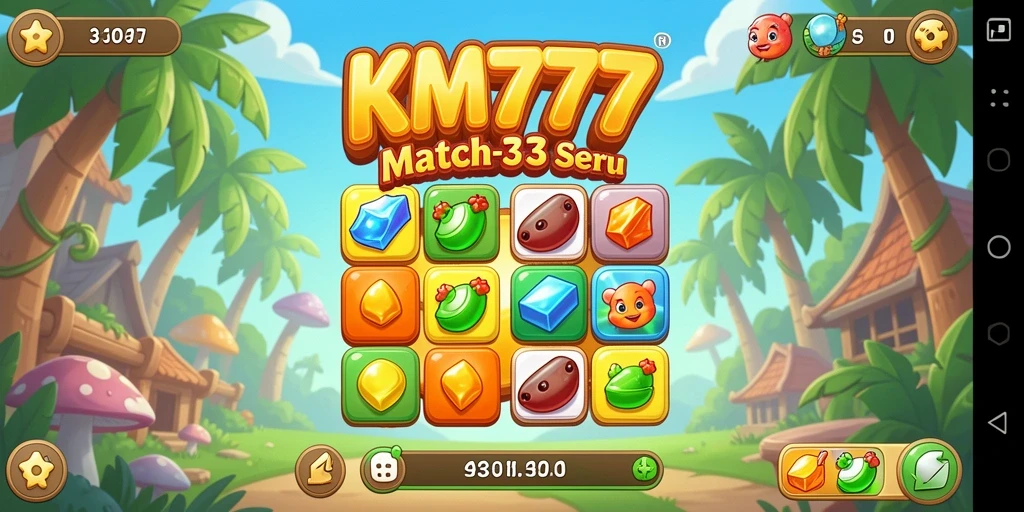 Tampilan gameplay seru dari KM777 yang penuh warna dan tantangan.
