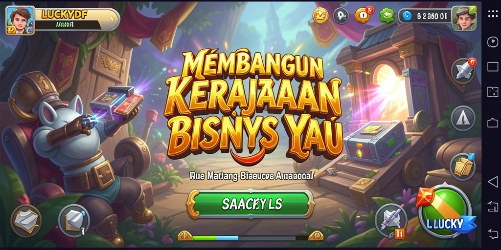 Tampilan gameplay LUCKYDF saat membangun bisnis yang sukses.