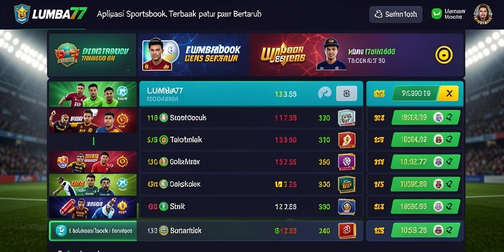 Tampilan interaktif aplikasi LUMBA77 saat melakukan taruhan olahraga.