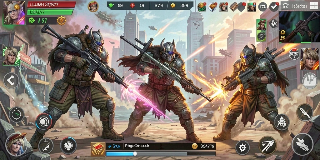 Screenshot LUSA777 menampilkan aksi pertempuran strategi yang intens.