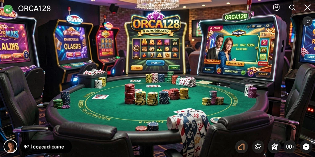 Tampilan permainan langsung di ORCA128 dengan dealer profesional.