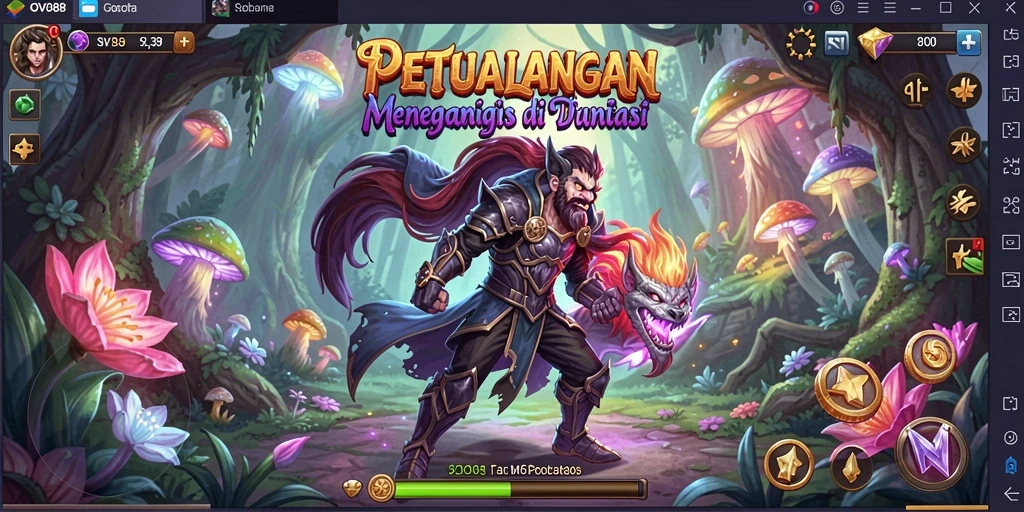 Screenshot menunjukkan aksi mendebarkan dalam permainan RPG OVO88.