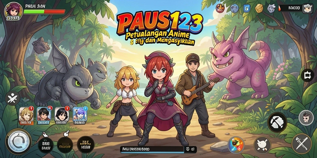 Tampilan permainan <strong>PAUS123</strong> dengan aksi karakter anime yang dinamis.