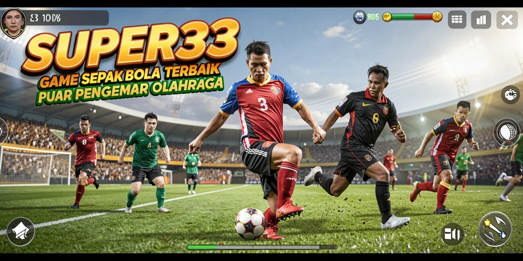 Tampilan gameplay yang seru dalam game sepak bola SUPER33.