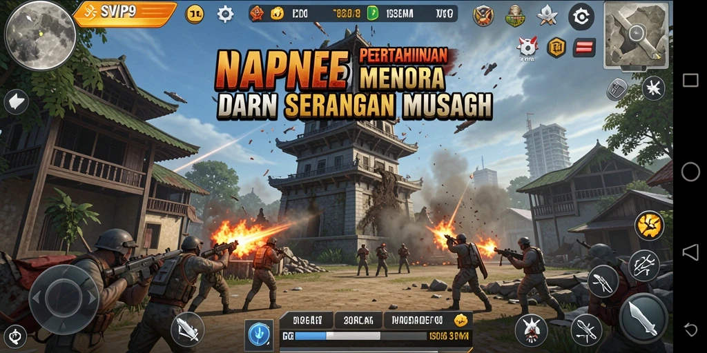 Gameplay menegangkan saat membangun menara untuk pertahanan.