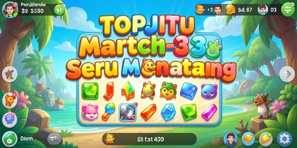 Tampilan yang menarik dari gameplay TOPJITU dalam genre Match-3.