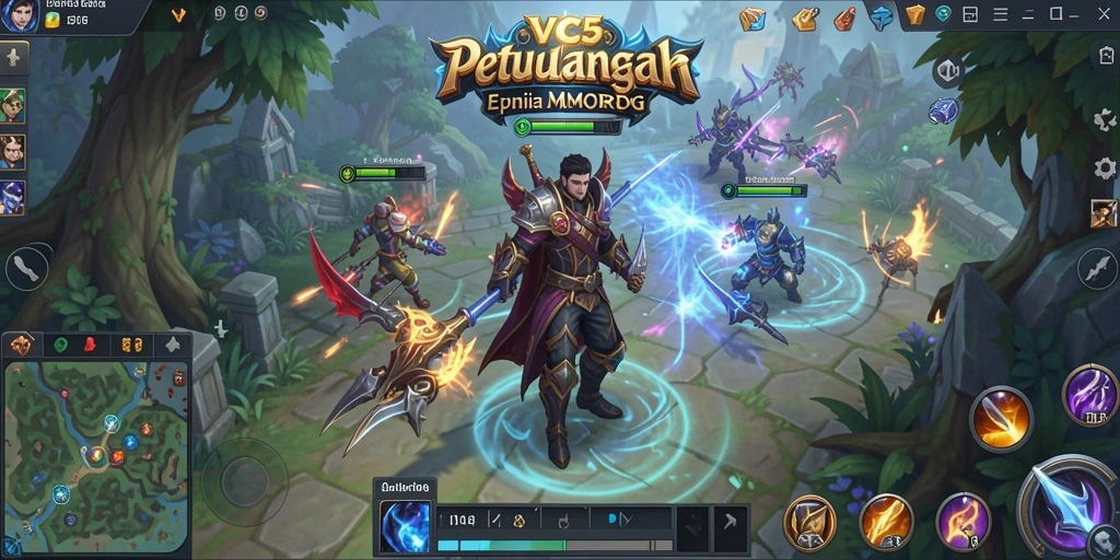 Tampilan gameplay VC5 yang penuh aksi di dunia MMORPG.