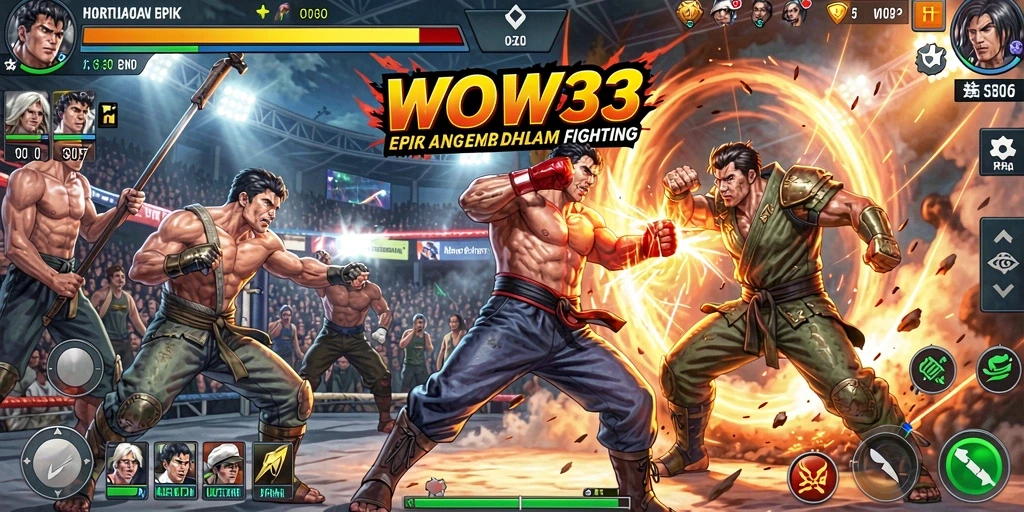 Screenshot menunjukkan aksi pertarungan seru di WOW33 dengan karakter dynamic.
