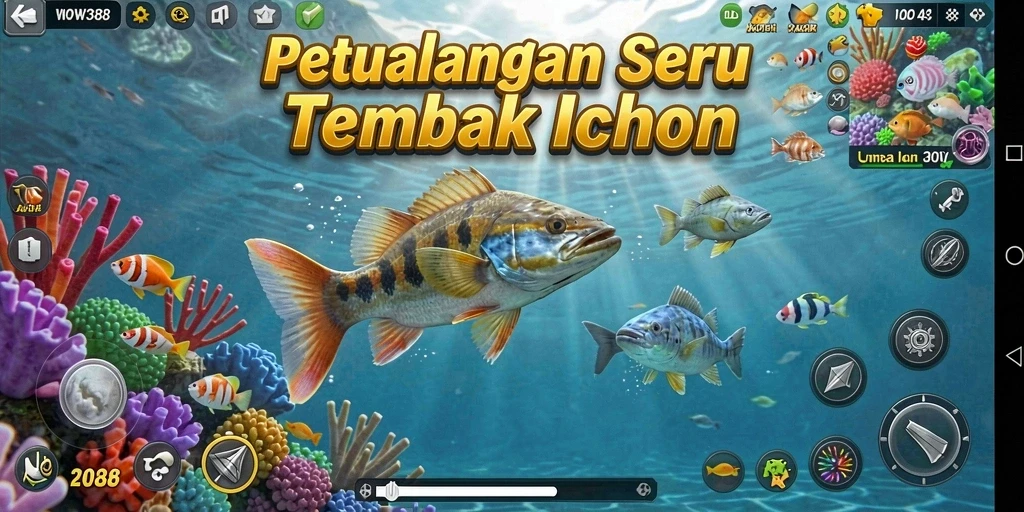 Tampilan gameplay seru dari game Tembak Ikan WOW388.